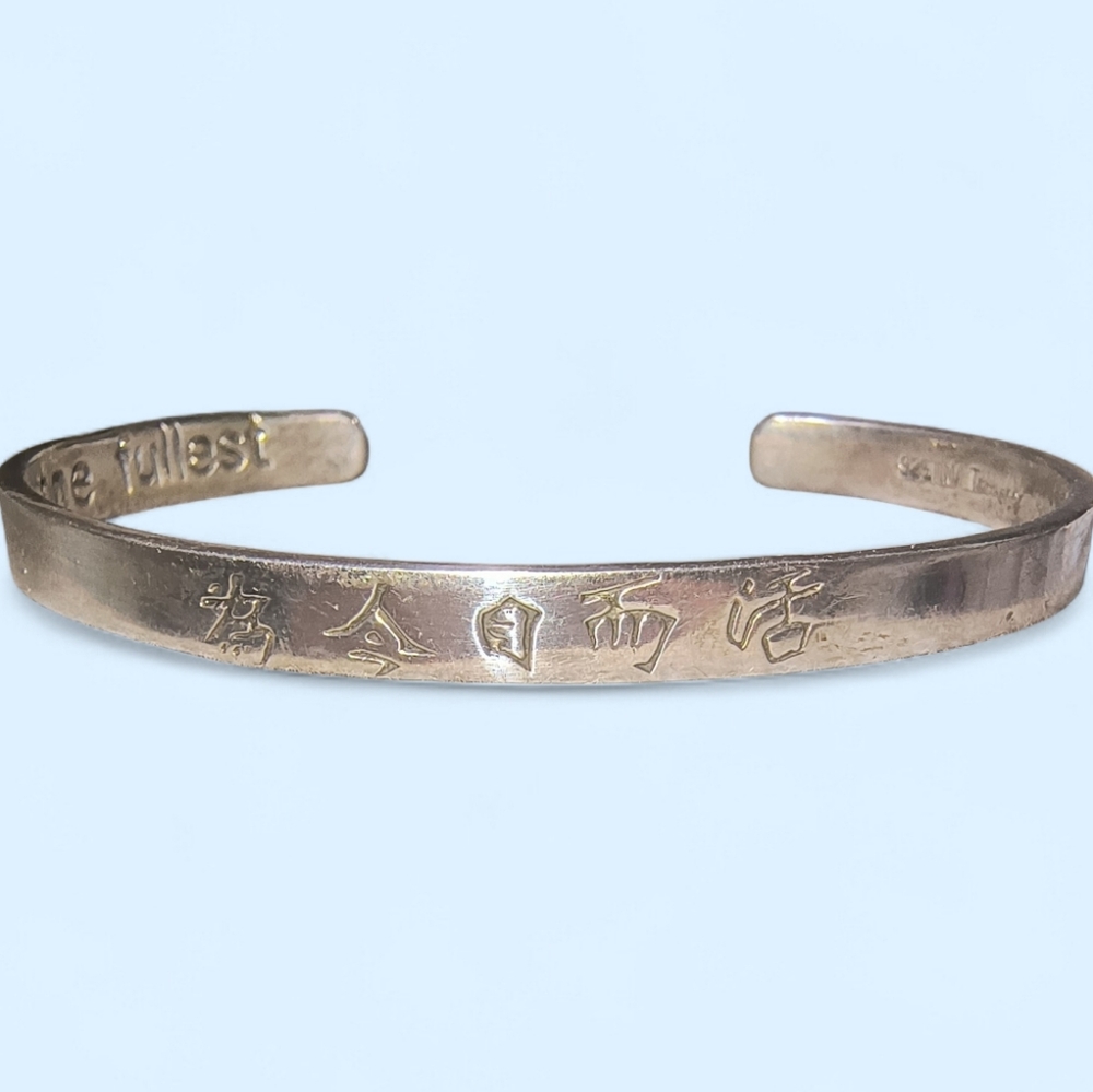 Sterling Silver "Live Life To The Fullest" Cuff Bracelet